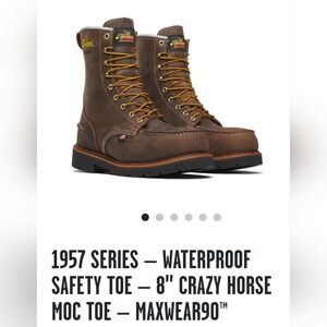Thorogood size 9,  1957 Series –  Waterproof Safety Toe – 8″ Crazy Horse Moc-Toe